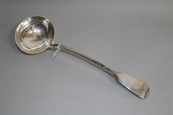A Victorian silver fiddle pattern soup ladle, George Adams, London, 1848, 9 oz.